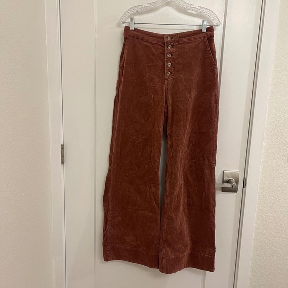 Pilcro Pants - Pilcro Anthropologie Corduroy Wide Leg Burgundy Pants Fall Chic Modern